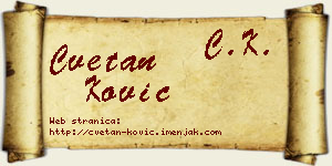 Cvetan Ković vizit kartica